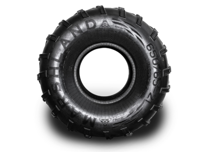 Шина низкого давления MARSHLAND MEGATOROS 650/65-21 — 1380×650-533. Шина в посадке на пневмодиск: рекомендуемая ширина диска 520 мм. Характеристики: 4 слоя корда, вес 76 кг, индекс нагрузки 113 (1150 кгс), символ скорости F (80 км/ч), рабочее давление 0,05–0,5 кг/см², от -60 до +55 °C, водоизмещение 800 л. Разработана под вездеходы ТРЭКОЛ, SeverTruck, Макс, Росомаха, ГАЗ-66, Водолей.